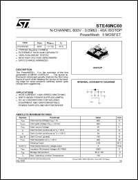 STE40NC60 datasheet: N-CHANNEL 600V 0.098 OHM 40A ISOTOP POWERMESH II POWER MOSFET STE40NC60
