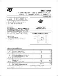 STL34NF06 datasheet: N-CHANNEL 60V 0.024 OHM 34A POWERFLAT LOW GATE CHARGE STRIPFET II MOSFET STL34NF06