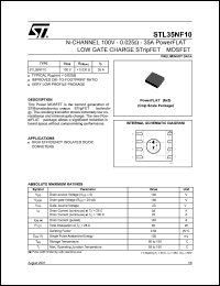 STL35NF10 datasheet: N-CHANNEL 100V 0.025 OHM 35A POWERFLAT LOW GATE CHARGE STRIPFET II MOSFET STL35NF10