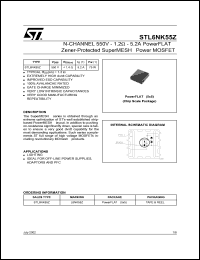 STL6NK55Z datasheet: N-CHANNEL 550V - 1.2OHM - 5.2A POWERFLAT(5X5) ZENER-PROTECTED SUPERMESH POWER MOSFET STL6NK55Z