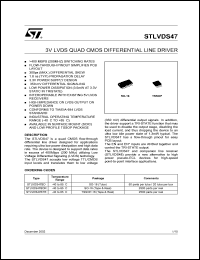 STLVDS47BTR datasheet: 3V LVDS QUAD CMOS DIFFERENTIAL LINE DRIVER STLVDS47BTR