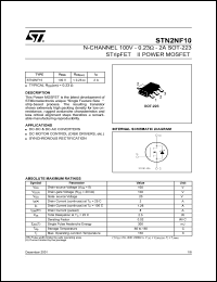 STN2NF10 datasheet: N-CHANNEL 100V - 0.23 OHM - 2A SOT-223 STRIPFET II POWER MOSFET STN2NF10