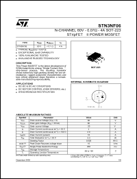 STN3NF06 datasheet: N-CHANNEL 60V - 0.07 OHM - 4A SOT-223 STRIPFET II POWER MOSFET STN3NF06