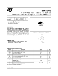 STN7NF10 datasheet: N-CHANNEL 100V - 0.055 OHM - 5A SOT-223 LOW GATE CHARGE STRIPFET POWERMOSFET STN7NF10