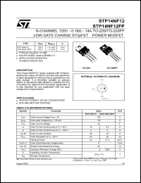 STP14NF12 datasheet: N-CHANNEL 120V - 0.16 OHM - 14A TO-220/TO-220FP LOW GATE CHARGE STRIPFET POWER MOSFET STP14NF12
