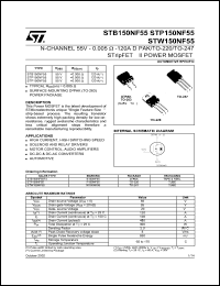 STP150NF55 datasheet: N-CHANNEL 55V - 0.005 OHM -120A D2PAK/TO-220/TO-247 STRIPFET II POWER MOSFET STP150NF55