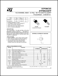 STP9NC65FP datasheet: N-CHANNEL 650V 0.75 OHM 8A TO-220/TO-220FP POWERMESH II MOSFET STP9NC65FP