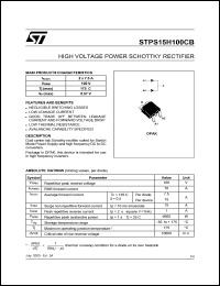 STPS15H100CB datasheet: HIGH VOLTAGE POWER SCHOTTKY RECTIFIER STPS15H100CB