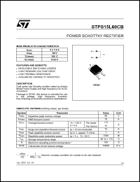 STPS15L60CB datasheet: POWER SCHOTTKY RECTIFIER STPS15L60CB