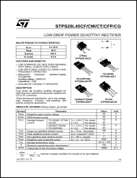 STPS20L45CF datasheet: LOW DROP POWER SCHOTTKY RECTIFIER STPS20L45CF