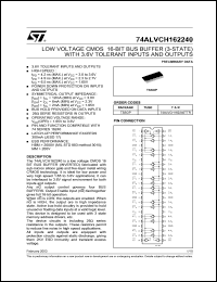 74ALVCH162240T datasheet: LOW VOLTAGE CMOS 16-BIT BUS BUFFER (3-STATE) WITH 3.6V TOLERANT INPUTS AND OUTPUTS 74ALVCH162240T