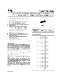 74ALVCH16244T datasheet: LOW VOLTAGE CMOS 16-BIT BUS BUFFER (3-STATE) WITH 3.6V TOLERANT INPUTS AND OUTPUTS 74ALVCH16244T