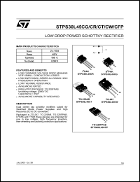 STPS30L45CFP datasheet: LOW DROP POWER SCHOTTKY RECTIFIER STPS30L45CFP