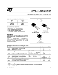 STPS41L60CT datasheet: POWER SCHOTTKY RECTIFIER STPS41L60CT