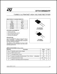 STTH15R06FP datasheet: TURBO 2 ULTRAFAST HIGH VOLTAGE RECTIFIER STTH15R06FP