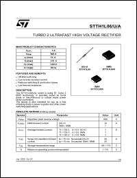 STTH1L06A datasheet: TURBO 2 ULTRAFAST HIGH VOLTAGE RECTIFIER STTH1L06A
