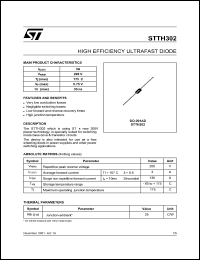 STTH302 datasheet: HIGH EFFICIENCY ULTRAFAST DIODE STTH302