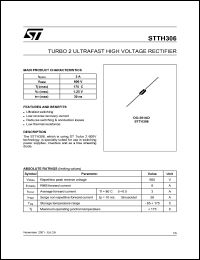 STTH306 datasheet: TURBO 2 ULTRAFAST HIGH VOLTAGE RECTIFIER STTH306