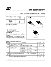 STTH802CFP datasheet: HIGH EFFICIENCY ULTRAFAST DIODE STTH802CFP