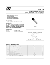 STX112 datasheet: SILICON NPN POWER DARLINGTON TRANSISTOR STX112