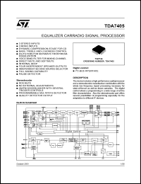 TDA7405 datasheet: EQUALIZER CAR RADIO SIGNAL PROCESSOR TDA7405