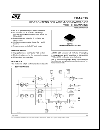 TDA7515 datasheet: RF-FRONTEND FOR AM/FM-DSP-CARRADIOS WITH IF SAMPLING TDA7515