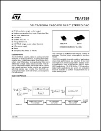 TDA7535 datasheet: DELTA/SIGMA CASCADE 20 BIT STEREO DAC TDA7535