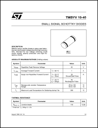 TMBYV10-40FILM datasheet: SMALL SIGNAL SCHOTTKY DIODES TMBYV10-40FILM