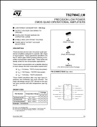 TS27M4CDT datasheet: PRECISION LOW POWER CMOS CMOS OP-AMPS TS27M4CDT
