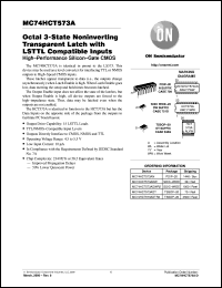 MC74HCT573ADWR2 datasheet: Octal 3-State NonInverting Transparent Latch with LSTTL Compatible Inputs MC74HCT573ADWR2