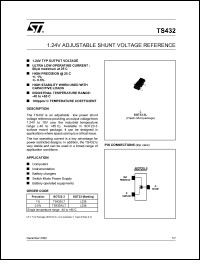 TS432ILT datasheet: 1.24V ADJUSTABLE SHUNT VOLTAGE REFERENCE TS432ILT