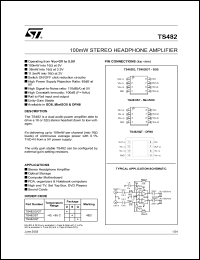 TS482IST datasheet: 100MW STEREO HEADPHONE AMPLIFIER TS482IST