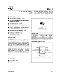 TS616IDWT datasheet: DUAL WIDE BAND OPERATIONAL AMPLIFIER WITH HIGH OUTPUT CURRENT TS616IDWT