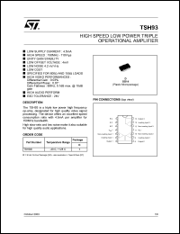 TSH93IDT datasheet: HIGH SPEED LOW POWER TRIPLE OP-AMPS TSH93IDT