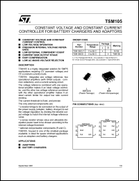 TSM105 datasheet: CONSTANT VOLTAGE AND CONSTANT CURRENT CONTROLLER FOR BATTERY CHARGERS AND ADAPTORS TSM105