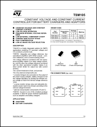 TSM105CD datasheet: CONSTANT VOLTAGE AND CONSTANT CURRENT CONTROLLER FOR BATTERY CHARGERS AND ADAPTORS TSM105CD