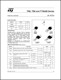 TYN808 datasheet: 8A SCRS TYN808