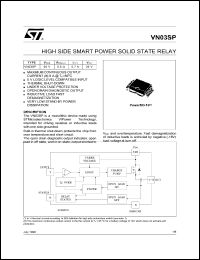 VN03SP13TR datasheet: ISO HIGH SIDE SMART POWER SOLID STATE RELAY VN03SP13TR