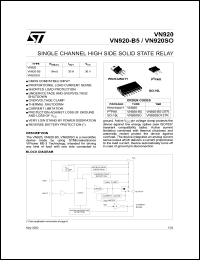 VN920-B513TR datasheet: SINGLE CHANNEL HIGH SIDE SOLID STATE RELAY VN920-B513TR