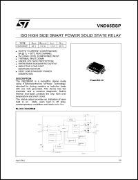 VND05BSP13TR datasheet: DOUBLE CHANNEL HIGH SIDE SMART POWER SOLID STATE RELAY VND05BSP13TR