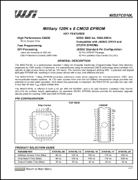 WS27C010L datasheet: WS27C010L MILITARY 128K X 8 CMOS EPROM DATASHEET WS27C010L