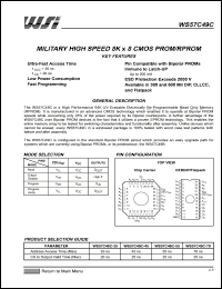 WS57C49C- datasheet: WS57C49C MILITARY HIGH SPEED 8K X 8 CMOS PROM/RPROM WS57C49C-