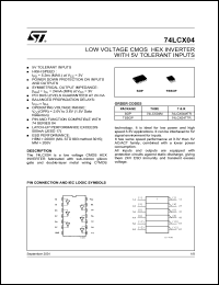 74LCX04MTR datasheet: CMOS HEX INVERTER WITH 5V TOLERANT INPUT 74LCX04MTR
