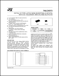 74LCX573M datasheet: OCTAL D-TYPE NON INVERTING WITH 5V TOLERANT INPUT AND OUTPUT 74LCX573M