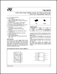 74LCX74MTR datasheet: CMOS DUAL D-TYPE FLIP FLOP WITH 5V TOLERANT INPUT 74LCX74MTR