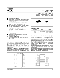 74LVC373AM datasheet: OCTAL D-TYPE LATCH HIGH PERFORMANCE 74LVC373AM