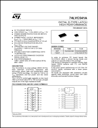 74LVC541ATTR datasheet: LOW VOLTAGE OCTAL D-TYPE LATCH HIGH PERFORMANCE 74LVC541ATTR