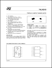 74LVQ10MTR datasheet: TRIPLE 3-INPUT NAND GATE 74LVQ10MTR