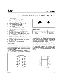 74LVQ14TTR datasheet: HEX SCHMITT INVERTER 74LVQ14TTR