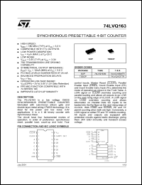 74LVQ163M datasheet: SYNCHRONOUS PRESETTABLE 4-BIT COUNTER 74LVQ163M